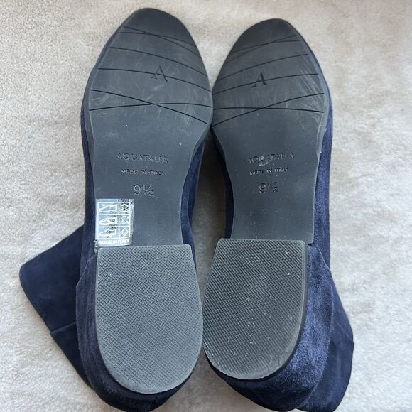 Aquatalia Ulyssa Navy Blue Suede Ankle Boot Booties Women 9.5 M Hidden Low Heel - Picture 12 of 14